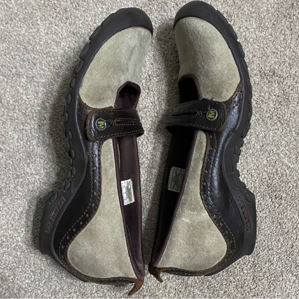 Merrell Tan & Brown Mary Janes Slip Ons Size 7.5